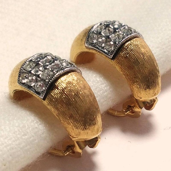 Vergulde strass oorbellen 80s