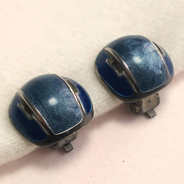 Outlet - Blauw emaille oorclips