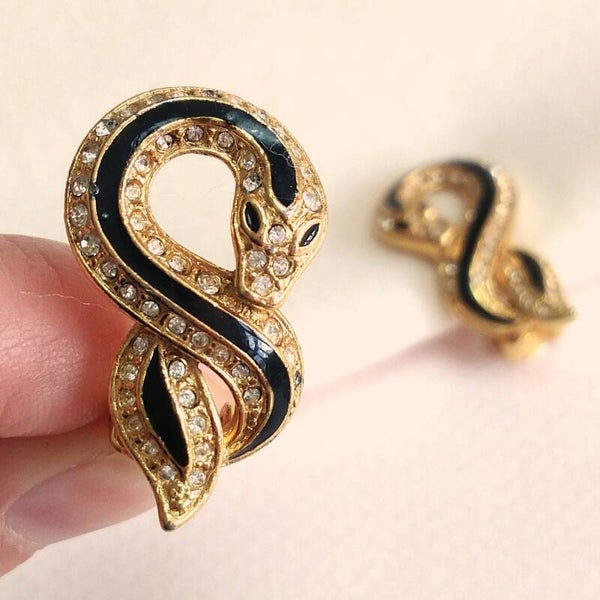 Vergulde slang oorbellen 80s