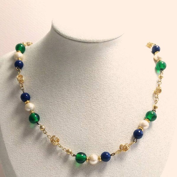 Vergulde kralen ketting 80s