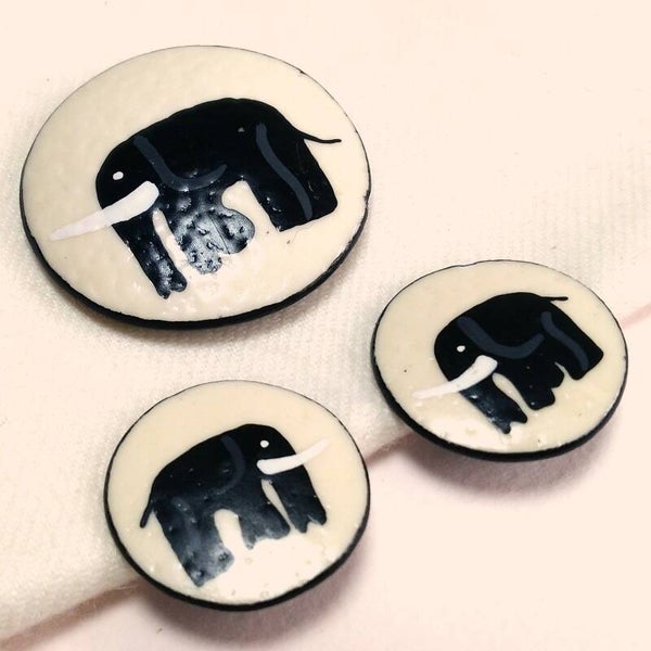 Handgeschilderde olifanten set 80s