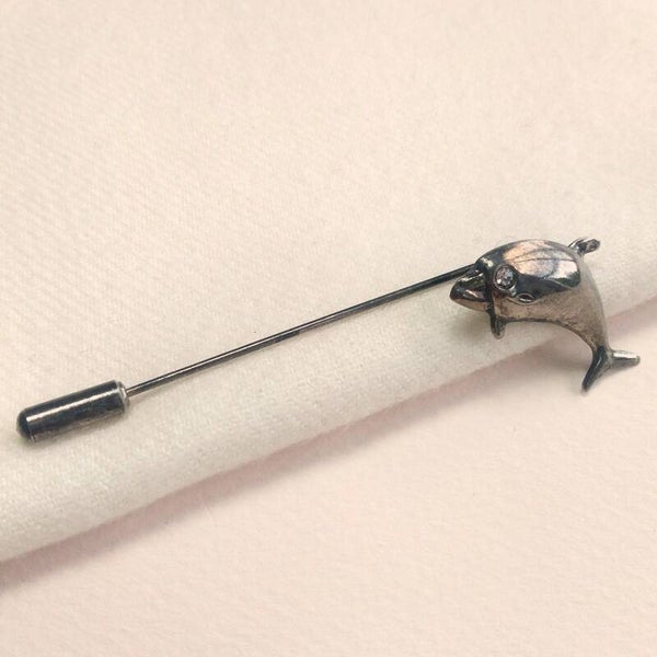 Outlet - Zilverkleurige dolfijn hoedenspeld