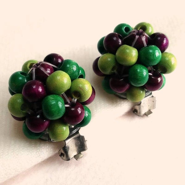 Groene cluster oorbellen 80s