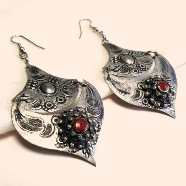 Boho zilveren oorbellen 70s