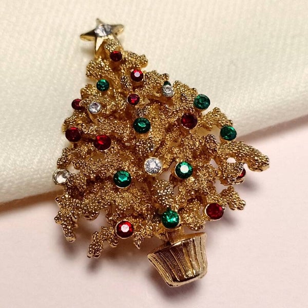 Lisner kerstboom broche 50s