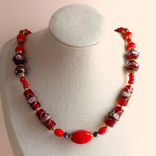 Venetiaans glas kralen ketting 80s