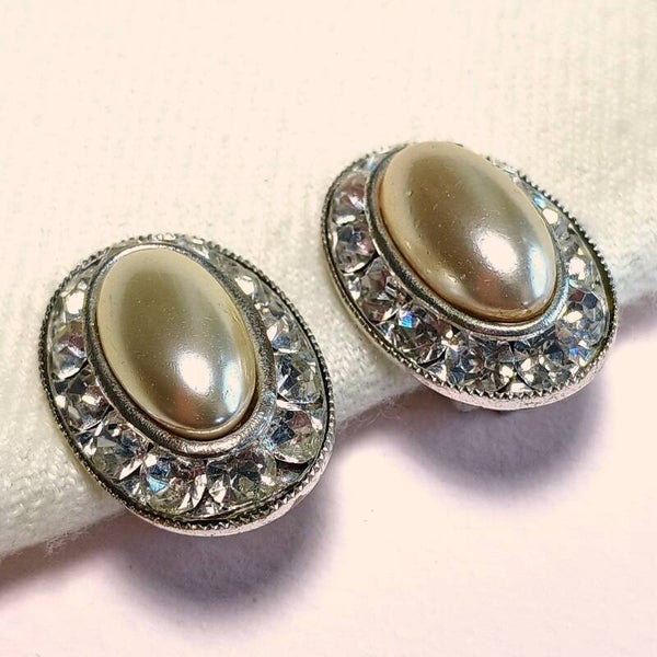 Parel strass oorbellen 80s