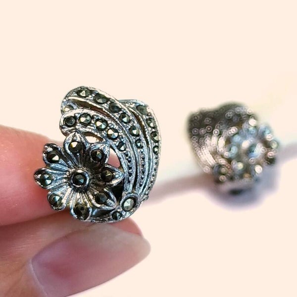 Marcasiet bloemen oorbellen 50s