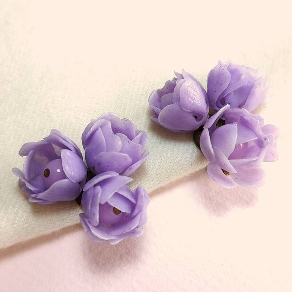 Lila rozen oorbellen 50s