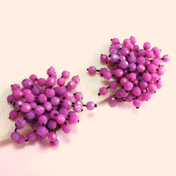 Paars roze balletjes oorbellen 80s