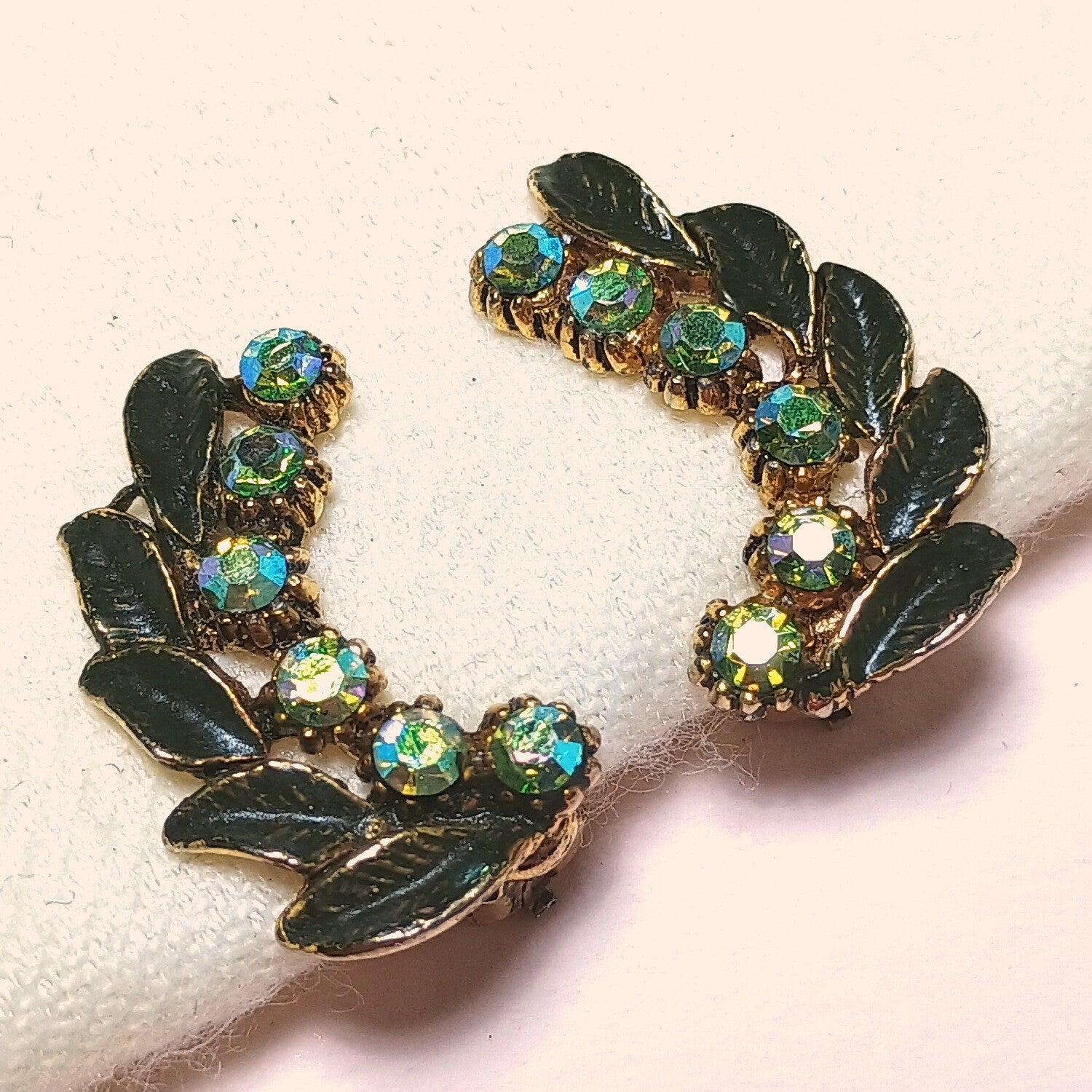 Groene bladeren oorbellen 60s