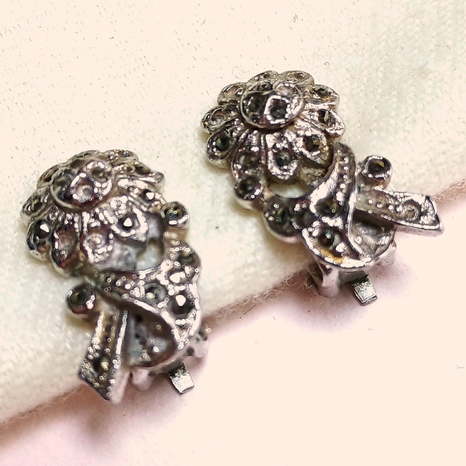 Marcasiet bloem oorbellen 50s