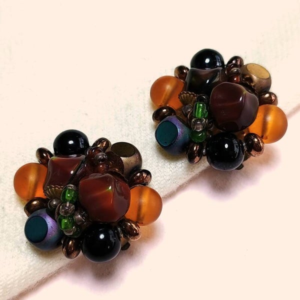 Glazen herfst oorbellen 80s