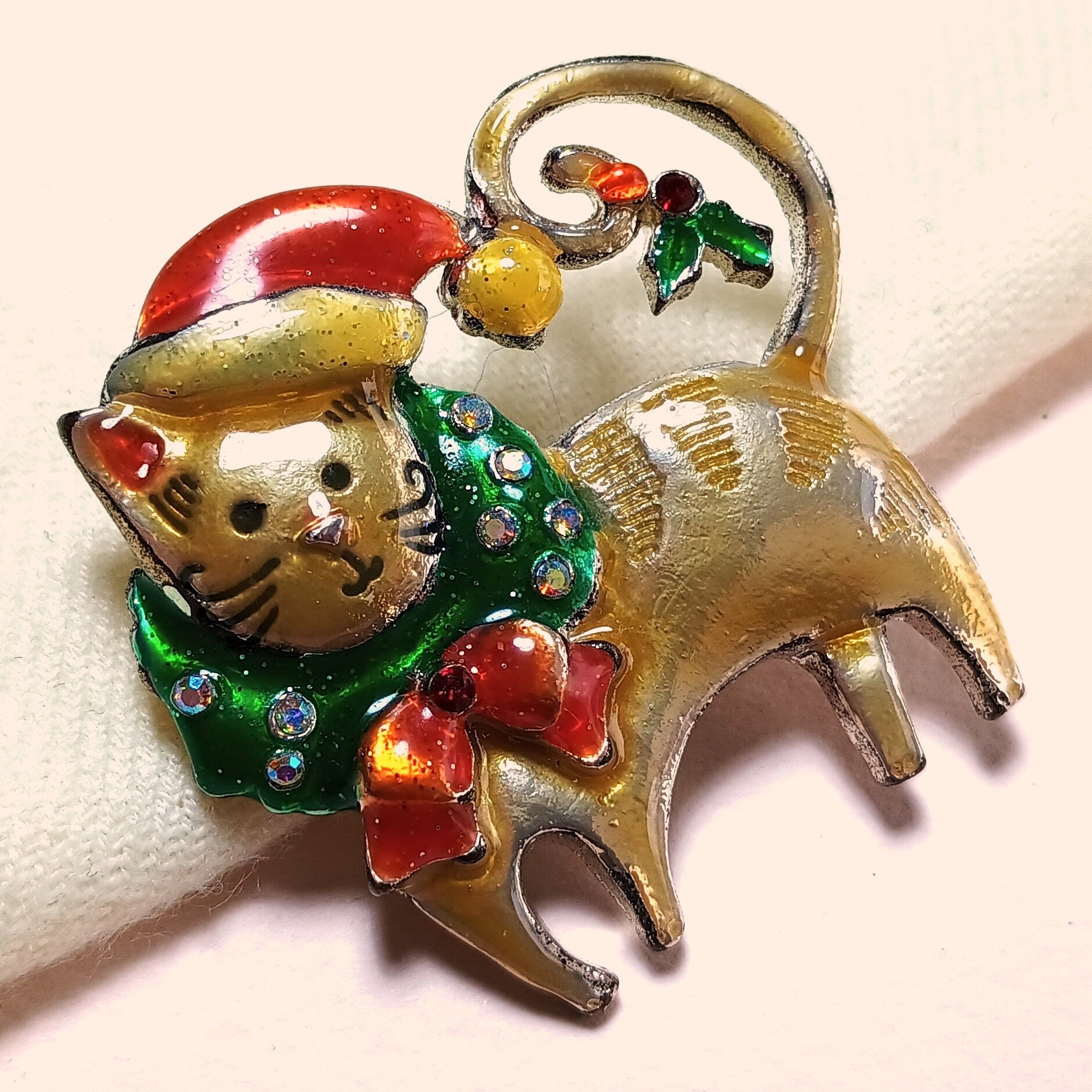 Kerstmis kat broche 80s