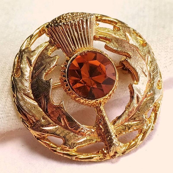 Schotse distel strass broche 60s