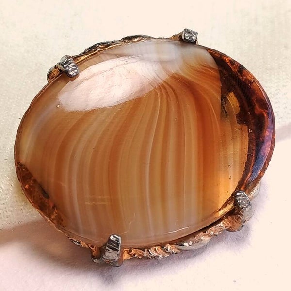 Glazen agaat broche 60s