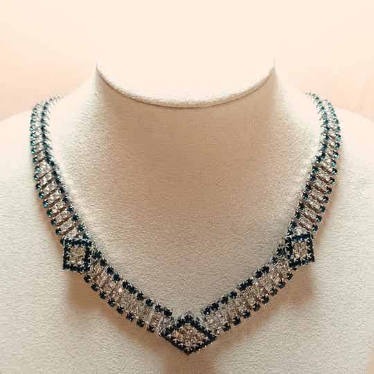 Blauw heldere strass ketting 90s