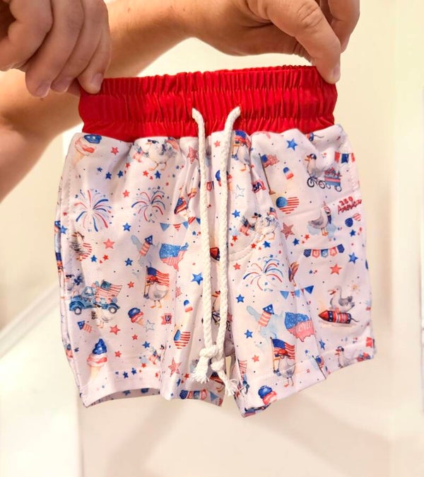 PATRIOTIC SEAGULL BOYS BATHING SUIT