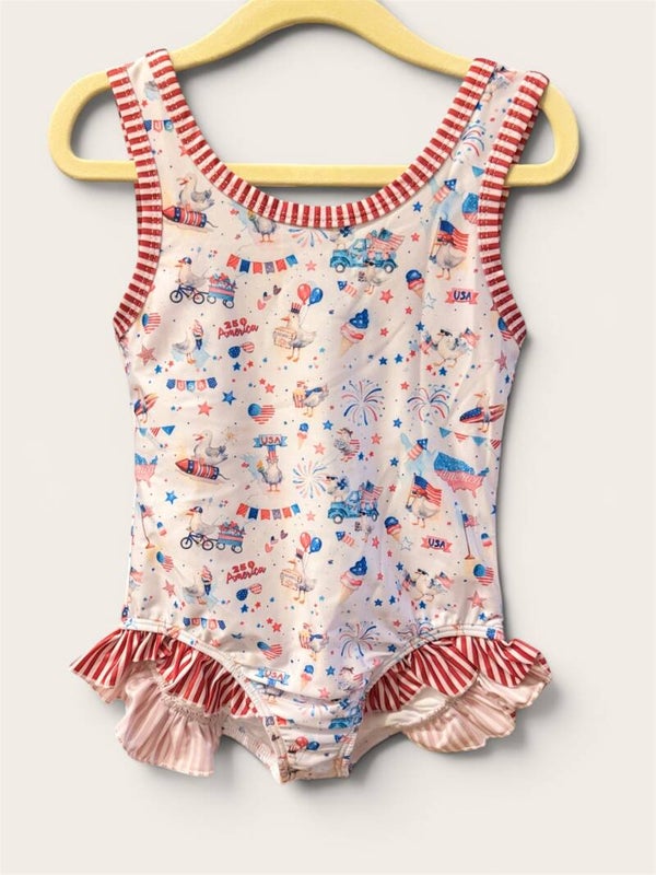 Patriotic seagull bathing suit