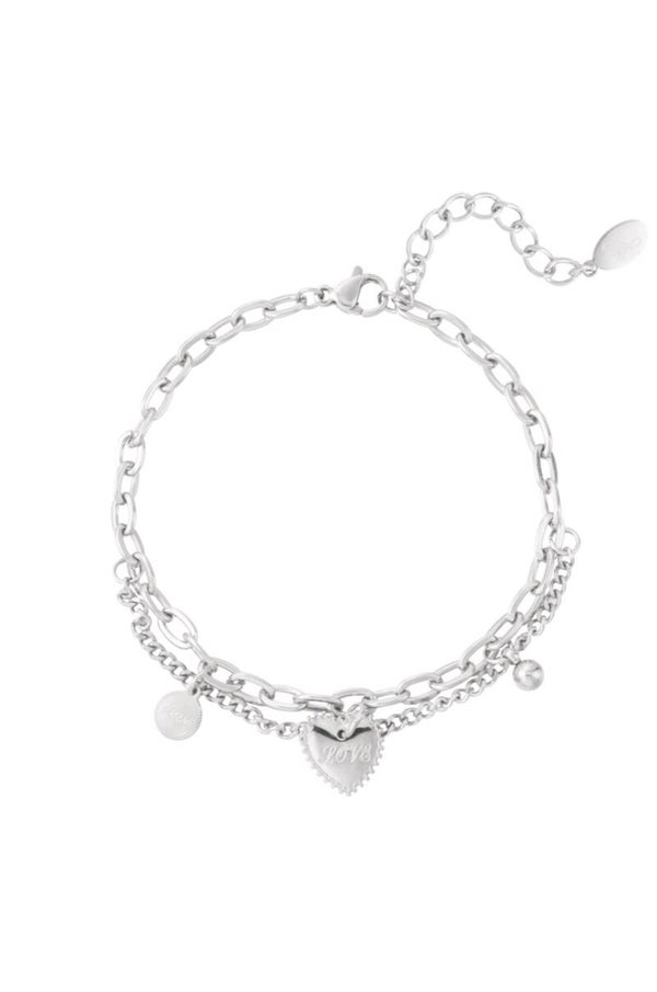 Dubbele schakelarmband hartje