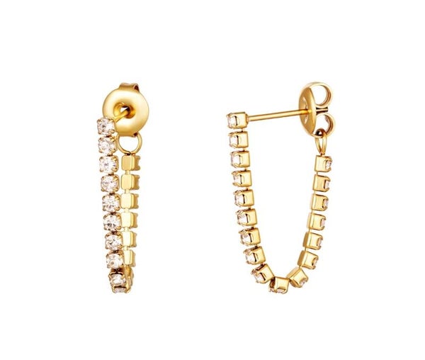 Oorknopjes met hangende ketting