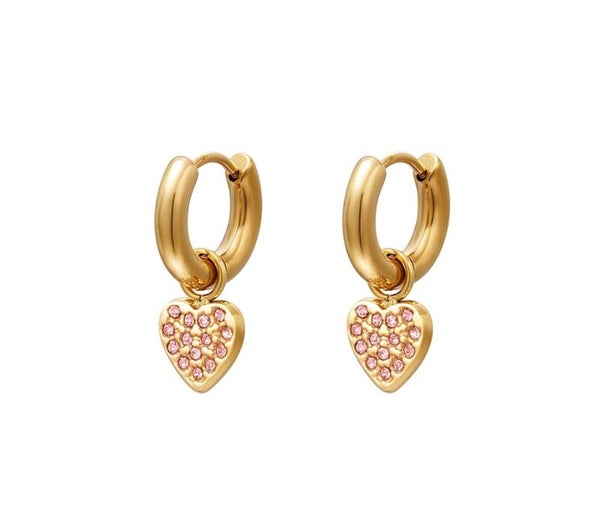 Strass hart oorbellen