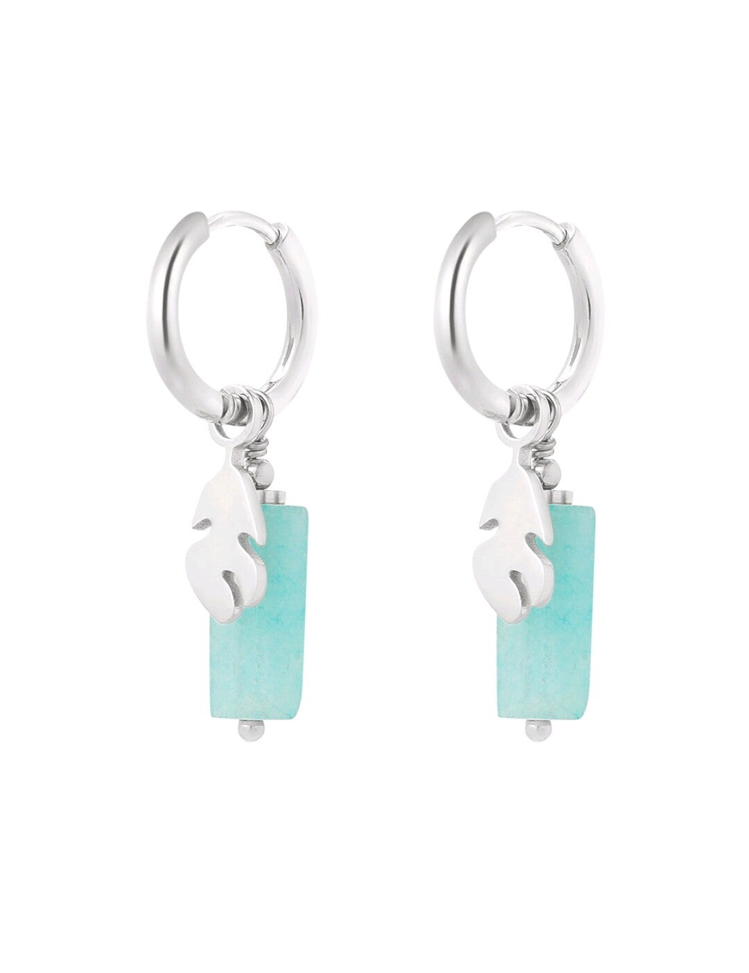 Oorbel blauw met veertje