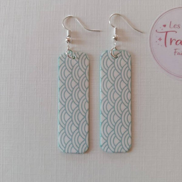 Boucles d'oreilles Seigaiha bleu