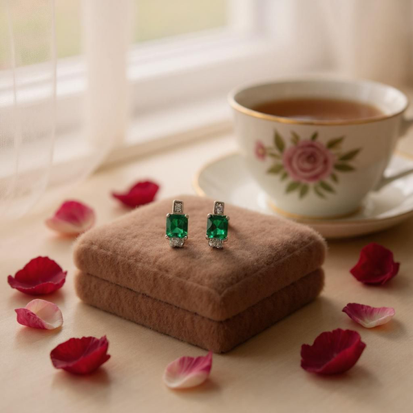 Emerald 18k Gold Plated Earrings