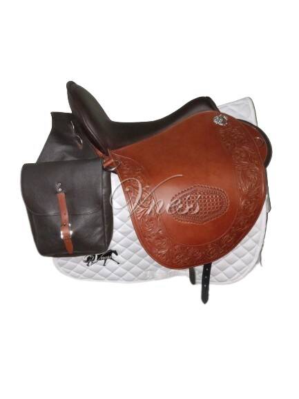 endurance trail Vness working equitation English treeless leather tree saddle adjustable panels italian and american leather custom order leather tooling