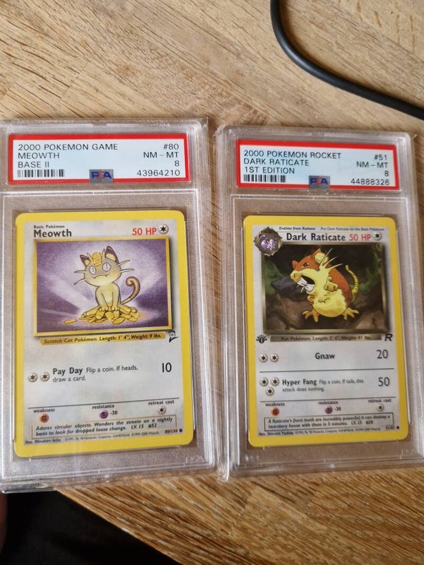 Raticate & Meowth PSA 8 slab