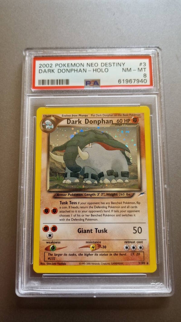 Pokemon Neo Destiny Dark Donphan 3/105 Holo PSA 8