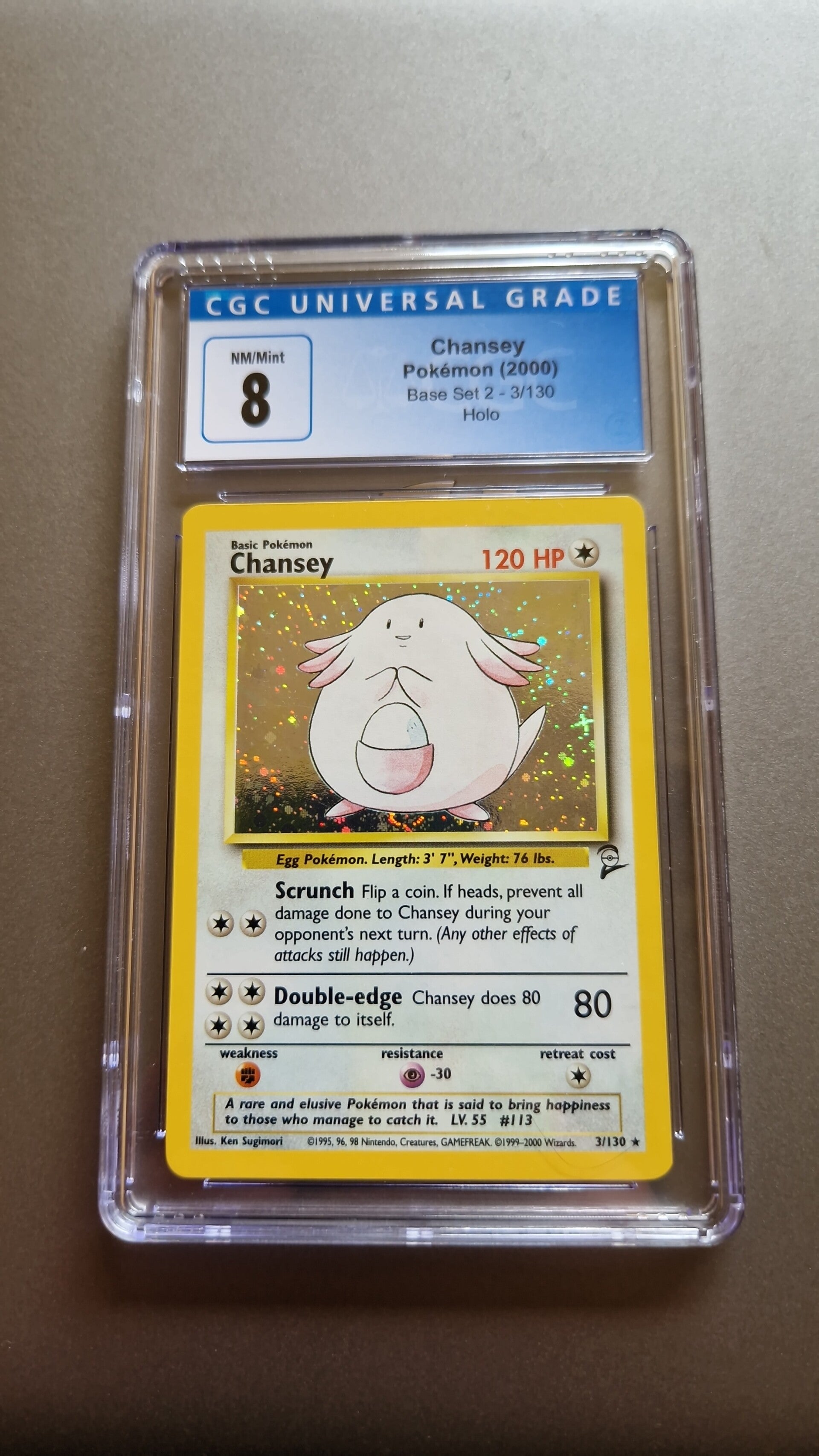 Chansey 3/130 Holo CGC 8 Base Set 2