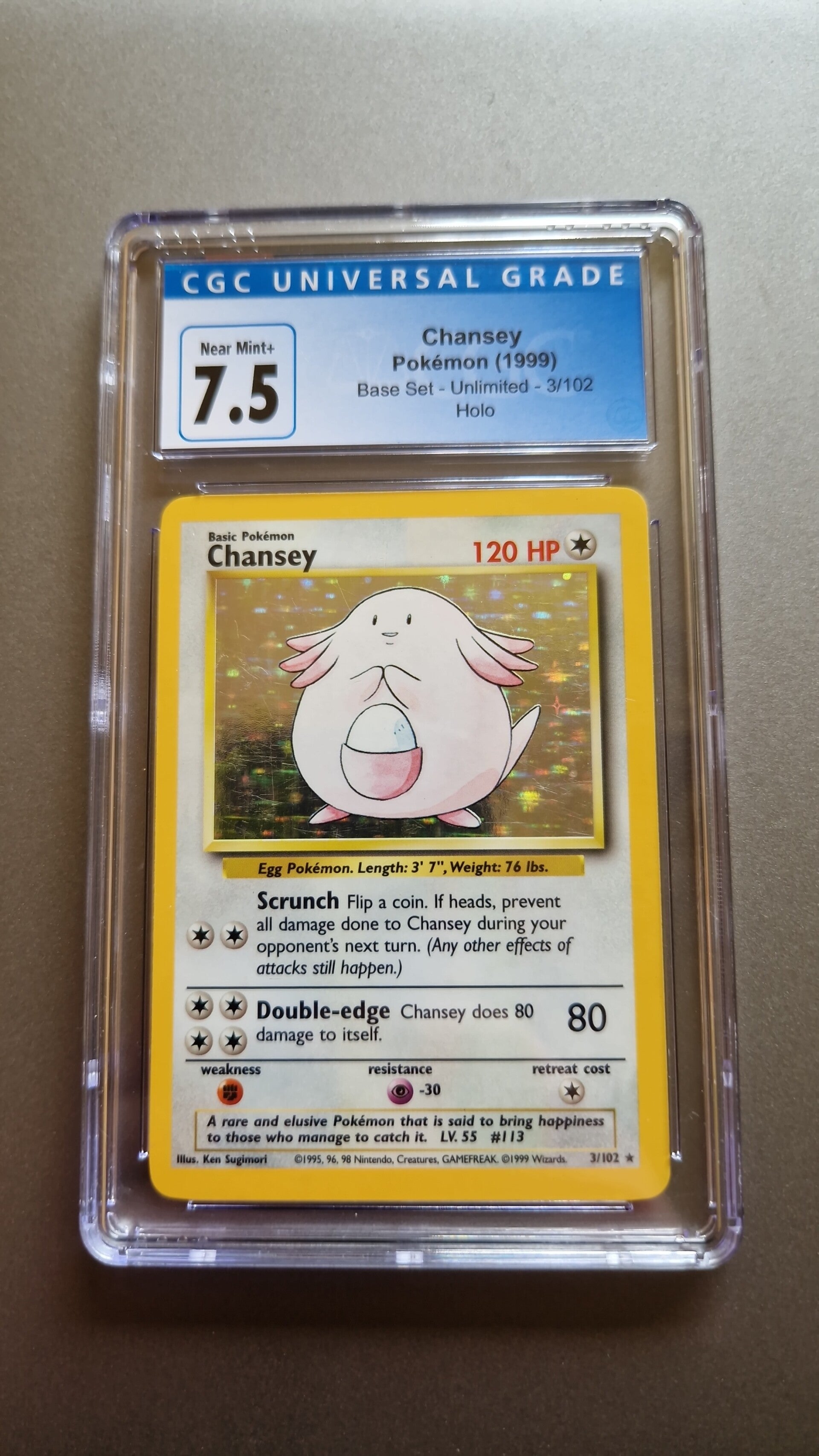 Chansey 3/102 Holo CGC 7.5 Base Set