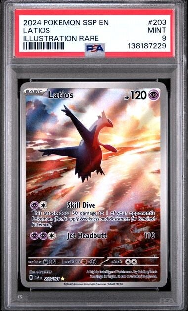 Latios 203/191 PSA 9 Suring Sparks illustration rare