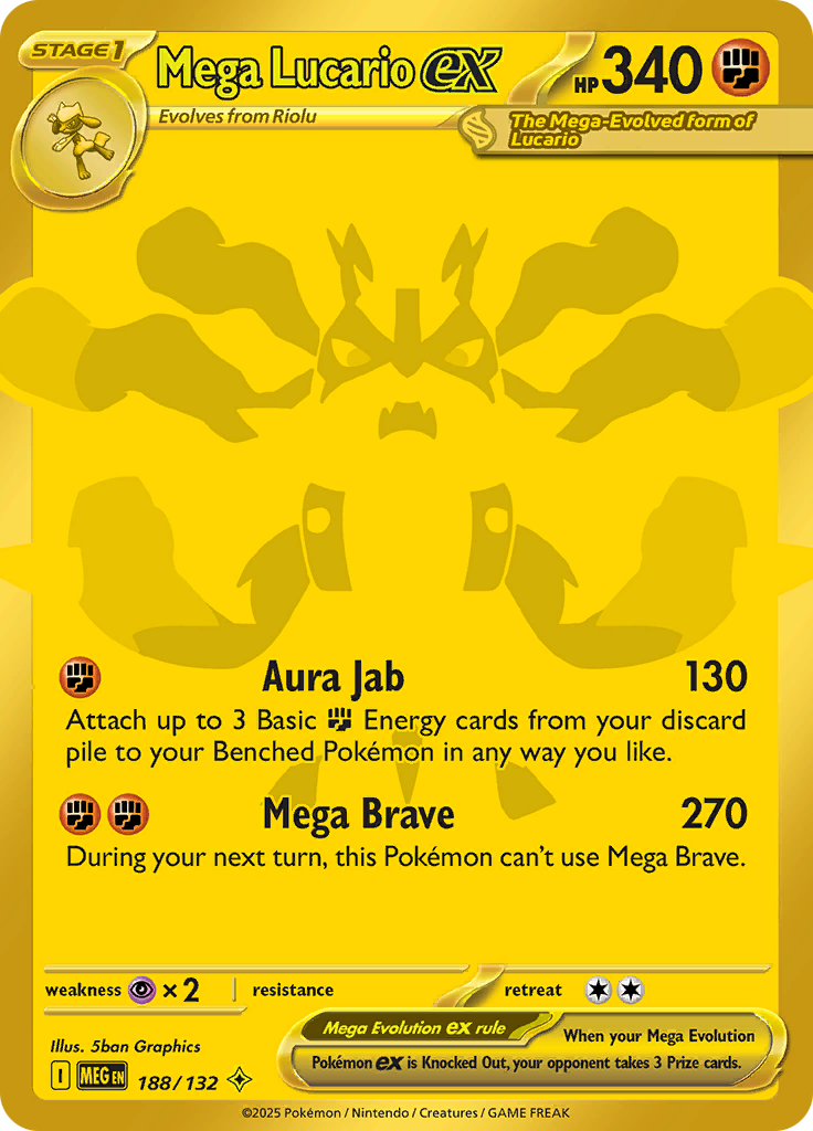GOLD Mega Lucario ex 188/132 Mega Evolution