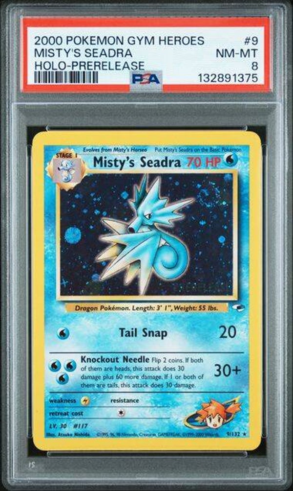 Pokemon Gym Heroes Misty´s Seadra 9/132 PRERELEASE Holo PSA 8