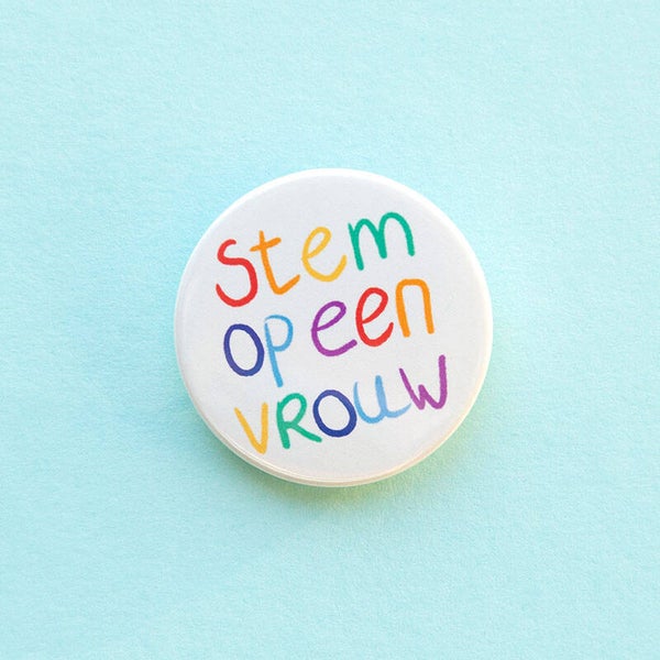 Button: Stem op een vrouw