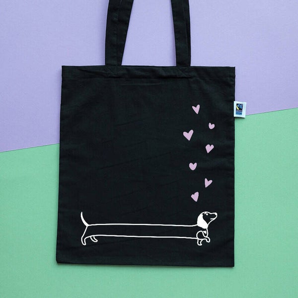 Tasje: Heuntje de teckel (Zwart)