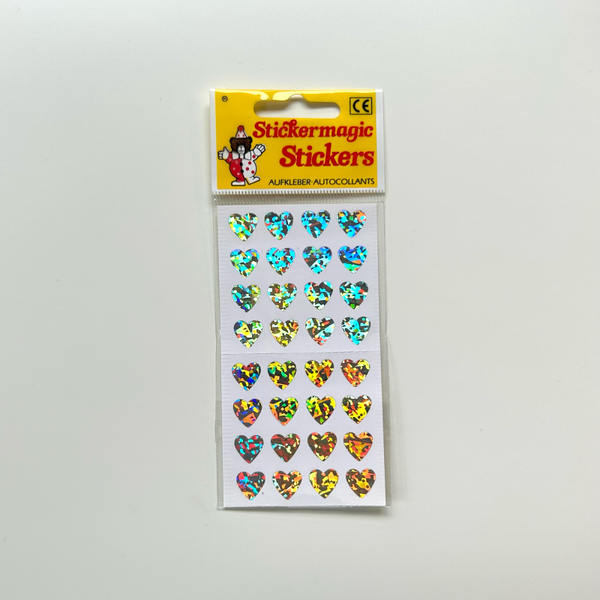Stickermagic - Prismatic Silver Hearts