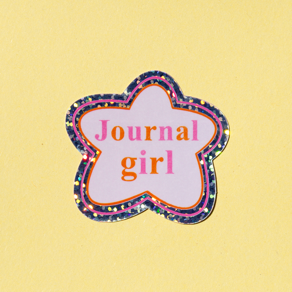 Glitter Vinyl Sticker: Journal Girl