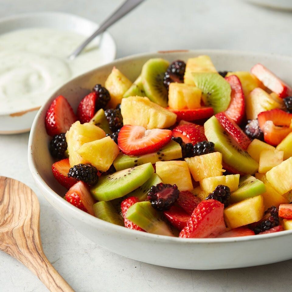Fresh Fruit Salad with Lime Yogurt Dressing