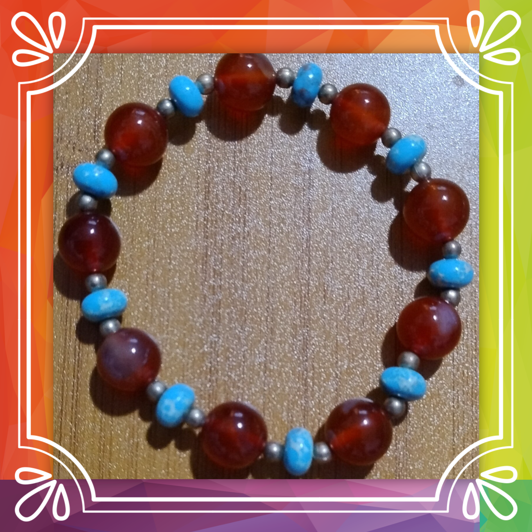 Ruby Agate and Blue Howlite Bracelet