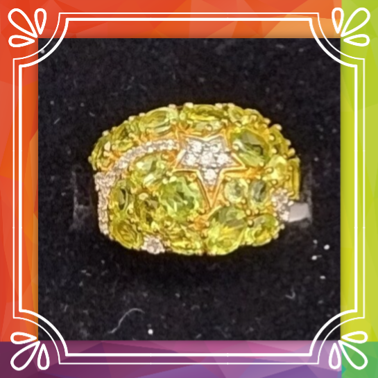 Peridot Cluster Band Ring.