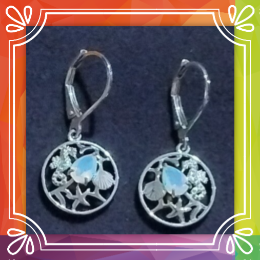 Round Opal Dangle Earrings
