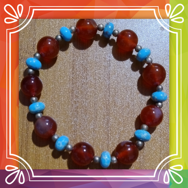 Ruby Agate and Blue Howlite Bracelet