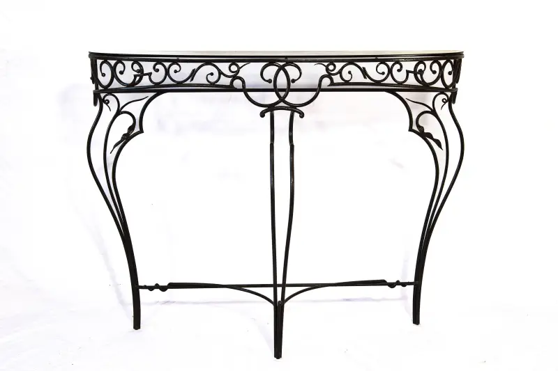 Console en fer forgé artisanale modèle Versaille avec décor de volutes