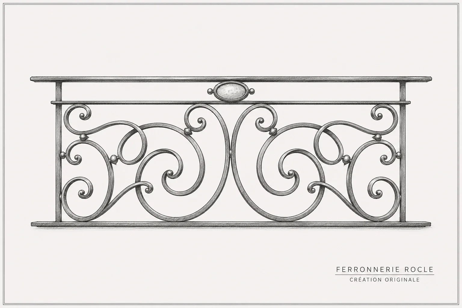 Garde-corps de fenêtre Versailles en fer forgé thermolaqué vu en perspective sur une façade contemporaine.