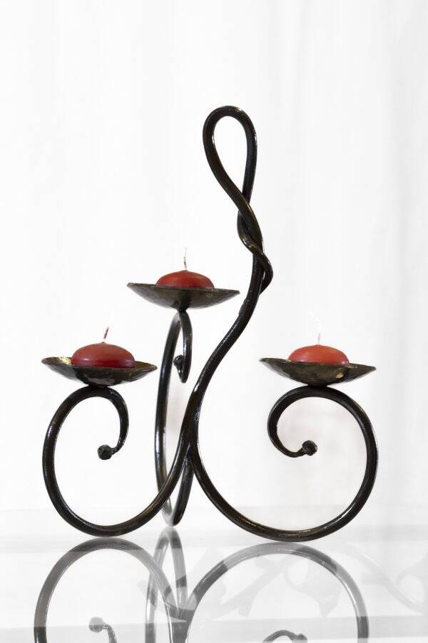 Bougeoir fer forgé à trois bougies