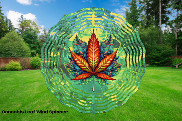 Cannabis Leaf Wind Spinner 8"